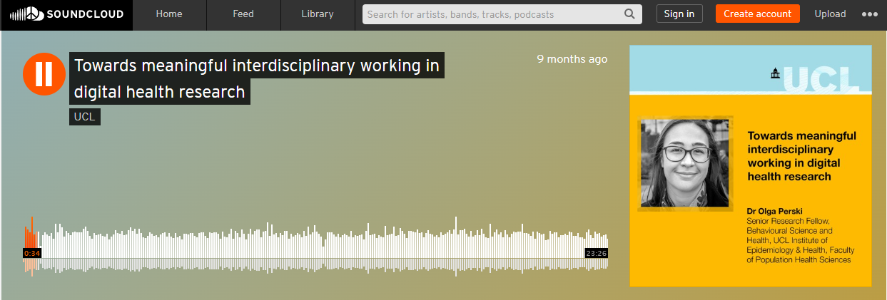 Screenshot of the UCL Social Science Domain podcast episode on SoundCloud